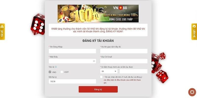 Lưu ý khi đăng ký tài khoản tại nhà cái Vn88