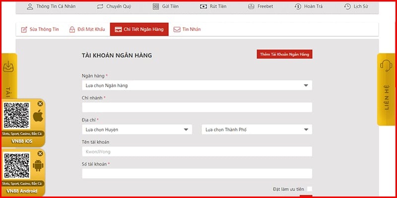 Nạp tiền Vn88 qua cách thức quét mã QR